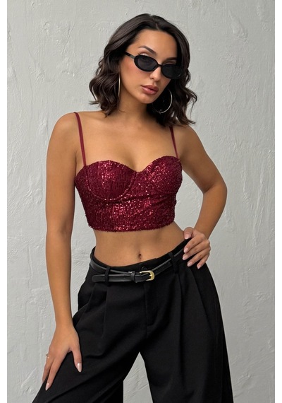 Verymoda Pulpayet Abiye Büstüyer - F2063 Bordo