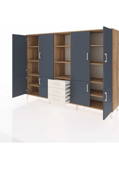 Hyperion Dolap 11 Raflı 3 Çekmeceli 8 Kapaklı 220x44x163 Çam-antr Çam-antrasit/aytaşı Hyperion Dolap 11 Raflı 3 Çekmeceli 8 Kapaklı 220x44x163 Çam-antr Çam-antrasit/aytaşı