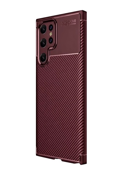 Samsung Galaxy Uyumlu S25 Ultra Kılıf Auto Focus Karbon Kapak - Bordo