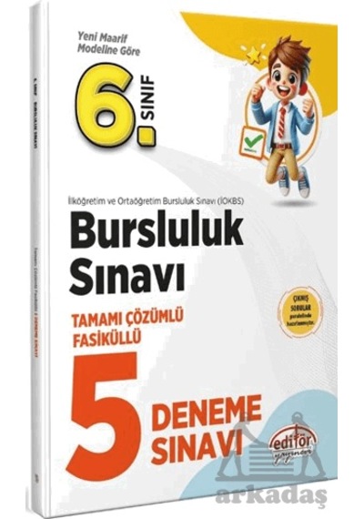 6. Sınıf Bursluluk Tamamı Çözümlü Fasiküllü 5 Deneme Sınavı Ciltli Editör Yayınevi