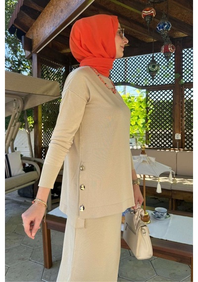 Rabia Şamlı Sezen Triko Takım Taş Çok Renkli