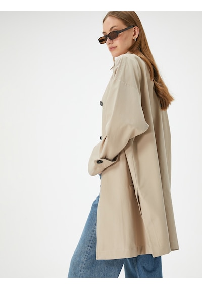 Koton Kruvaze Oversize Trençkot Düğmeli Cep Detaylı Bej 4sak00059ew Ekru Koton Kruvaze Oversize Trençkot Düğmeli Cep Detaylı Bej 4sak00059ew Ekru