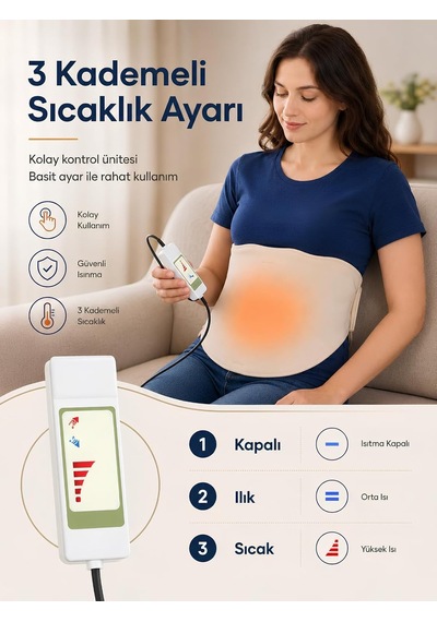 Omak 220v Elektrikli Giyilebilir Bel Ve Karın Isıtıcı Medikal Minder Ev Ofis Bölgesel Isıtma Kemeri Dijital Krem R