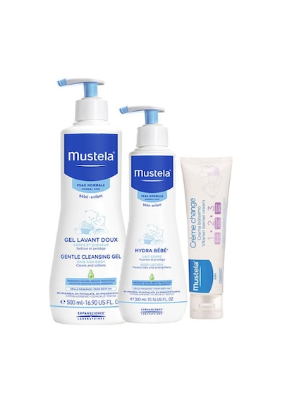 Mustela Baby Dermo Cleansing Gel 500 ML + Vücut Losyonu 300 ML + Pişik Kremi 100 ML