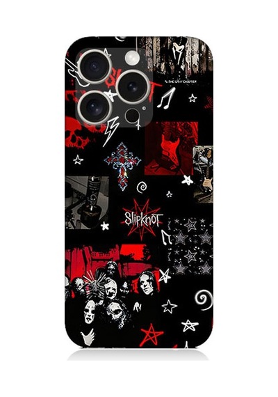 Apple Uyumlu iPhone 16 Pro Slipknot Poster Desenli Silikon Kılıf Çok Renkli
