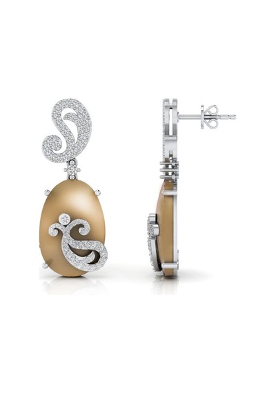12,86 Karat Pırlantalı Moonstone Küpe