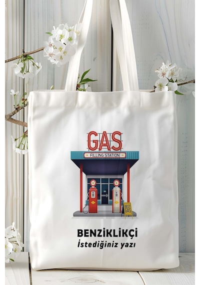 Art Hediye Benzinlik Akaryakıt Pompacısı Baskılı Bez Omuz Çantası Kişiye Özel Model 8 Çok Renkli