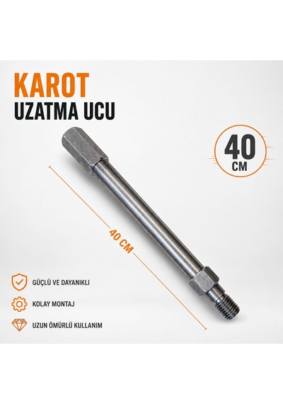 Karot Uzatma Ucu 40 Cm Profesyonel Kullanıma Uygun Dayanıklı Çelik Gövde Delme Uzatma Aparatı