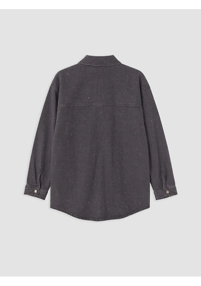 Lcw Comfort Gri Taşlı Kadın Jean Gömlek Tunik