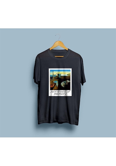 Oversize Belleğin Azmi Tablosu Salvador Dali Tasarım Unisex T-shirt Siyah