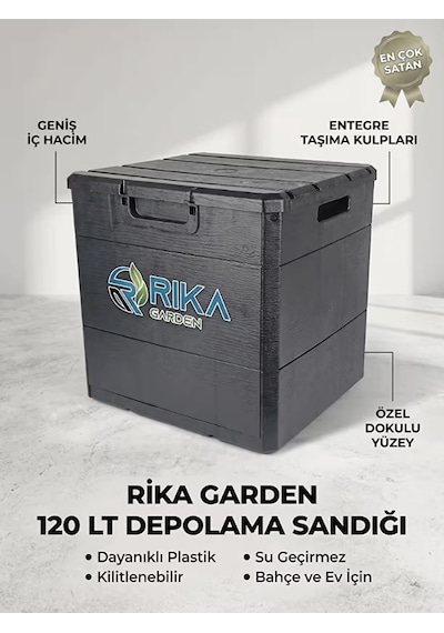 Rika Garden Çok Amaçlı Siyah Bahçe Depolama Sandığı