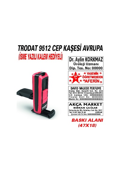 Trodat 9512 Cep - Firma - Ofis - Şirket - Doktor - Avukat Kaşesi N11.2794