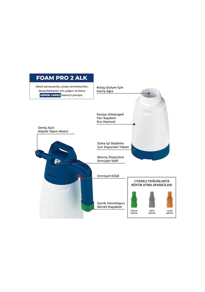 Ik Foam Pro 2 Alkali Köpük Yapıcı Kimyasal Dayanımlı Basınçlı Pompa 2 Litre