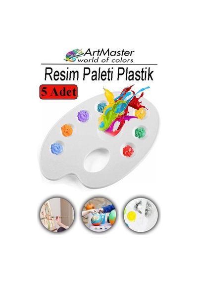Resim Paleti 5 Adet Plastik Boyama Paleti Godeli Ressam Paleti Akrilik Boya Guaj Boya Suluboya Resim Yapma Boya Paleti