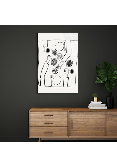 Yemek Masası Line Art - Cam Tablo - Deg1650 70 X 110 Cm