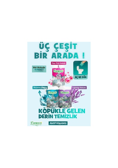 Funeco Klozet Wc Temizleyici Üçlü Set Lavanta, Okyanus Ve Yeni Pop Pink - Köpüklü & Doğa Dostu