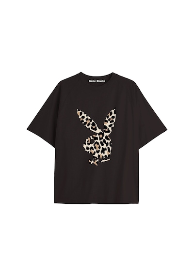 Kalic Studio Y2k Vintage Leopar Baskılı Siyah T-shirt Kod 150 Siyah-150