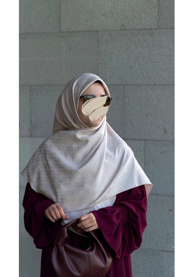 Qalortex Scarf Premium Jakarlı Mira B.boy Eşarp -vanilya
