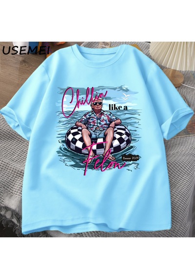 Flood Of Style Chillin Gibi Bir Suçlu T Shirt Erkek Kadın Komik Trump T-shirt Yaz Tee Unisex O Boyun Pa Mavi