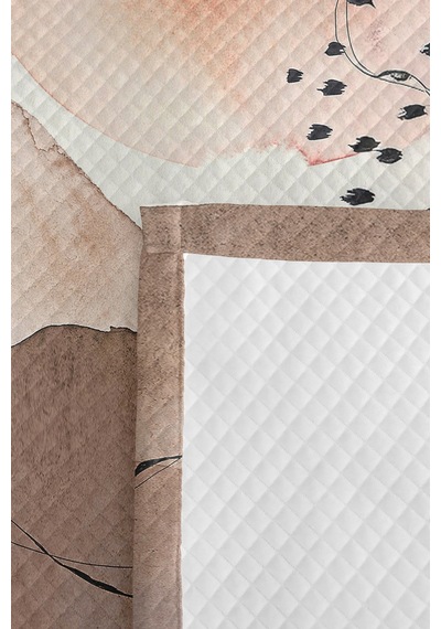 Pudra Bej Soyut Genç Odası Tek Kişilik Pike Takımı - Vizon Çizgili 160x220 Cm Kapitone Yatak Örtüsü Naif Meltem Solgunluğu