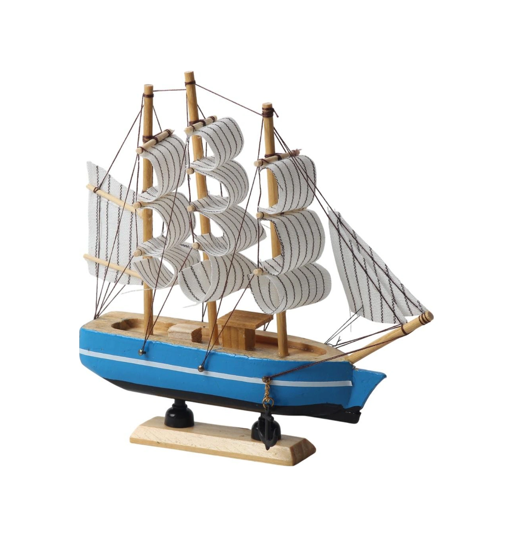 Dekoratif Ahşap El Yapımı Yelkenli Gemi Maketi Masaüstü Biblo Ev Ofis Hediyesi 19 Cm. Model D