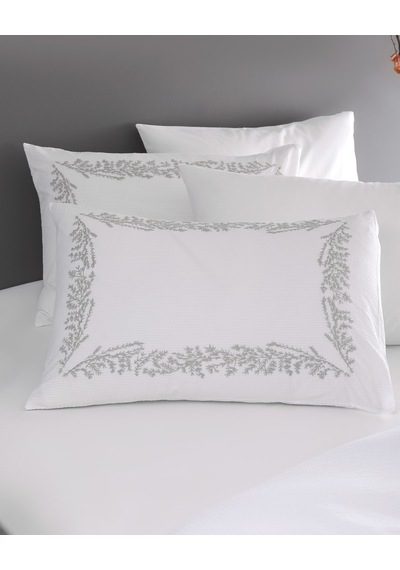 Madame Coco Linda Family Size %100 Pamuk Nakışlı Gofre Çarşaflı Nevresim Takımı - Beyaz/gri 8684427292839 Çok Renkli