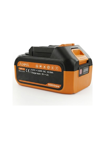 Auhma Ahv-21 18.5v 3.0ah Li-ıon Şarjlı Batarya Type-c Şarj Girişli, Led Göstergeli Yedek Süpürge A Turuncu