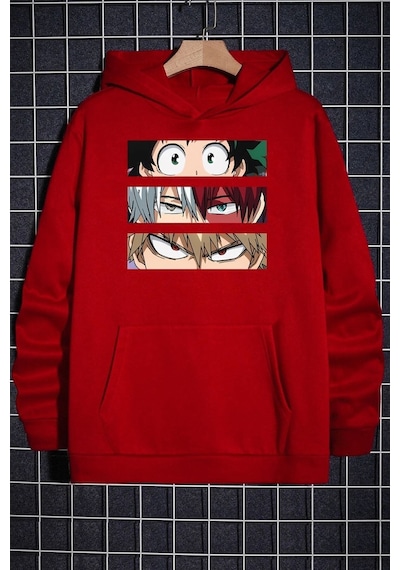 Uyguntarz Unisex Makima Hugging Denji Baskılı Sweatshirt Kırmızı