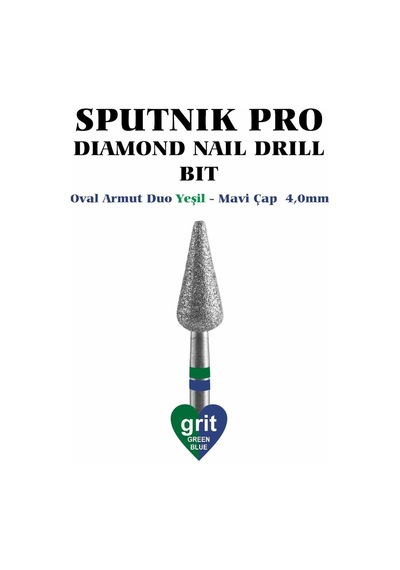 Elmas Oval Armut Freze Duo Yeşil-mavi Çap 4,0mm