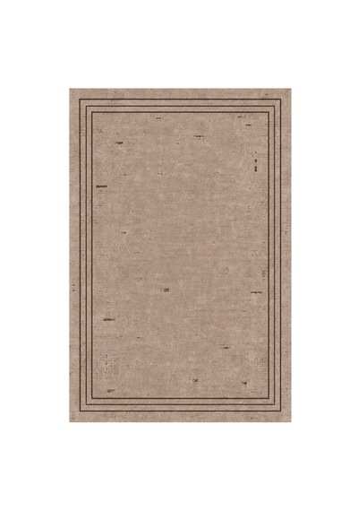 Kartela Halı Eskitme Çizgi Bordürlü Halı Kahverengi Kaymaz Taban Makinede Yıkanabilir 100x150 Cm