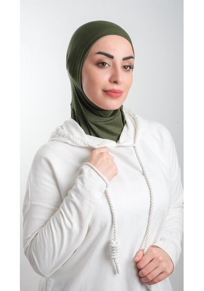Hürrem Bone Zümrüt Pratik Hazır Geçmeli Tesettür Bone Sandy Kumaş Spor Hijab Zümrüt