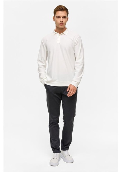 SÜVARİ Beyaz Regular Düz Polo Yaka Sweatshirt Beyaz