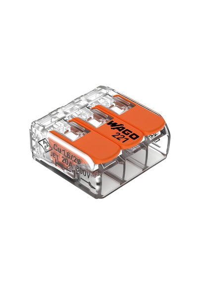 Wago 3'lü Çok Amaçlı Bağlantı Klemensi Tırnaklı 3x4mm2 10 Adet