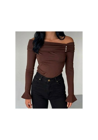 No Brand Taşlı Madonna Yaka İspanyol Kol Dalgıç Kumaş Bluz Kahverengi - 825834967 Kahverengi No Brand Taşlı Madonna Yaka İspanyol Kol Dalgıç Kumaş Bluz Kahverengi - 825834967 Kahverengi