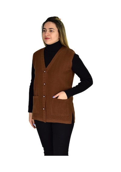 Kadın Cepli Triko Yelek Bgl-st03343 001