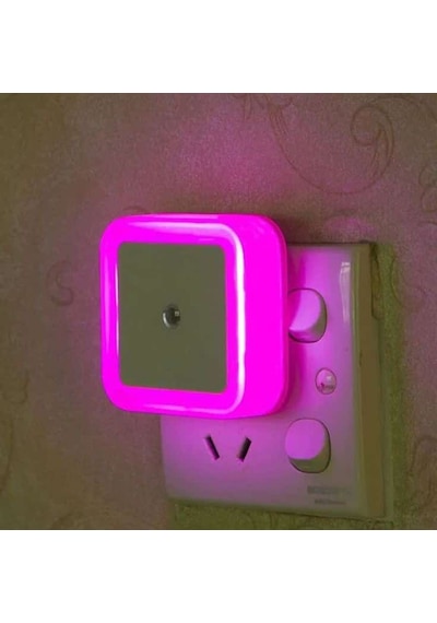 Fotoselli Led Gece Lambası, Pembe Renk Sensörlü Gece Lambası, 1 Watt Pembe Renk Led Gece Lambası Pembe