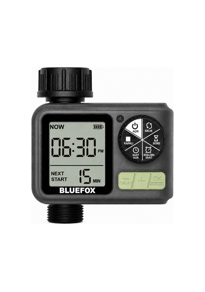 Bluefox Dijital Sulama Zamanlayıcı Programlanabilir Bahçe Sulama Cihazı, Otomatik Hortum & Musluk Tipi Timer, Lcd Ekran, Manuel Mod + Rain Delay, 3/4 Bağlantı, Pilli Dış Mekan Sulama Kontrol Cihazı