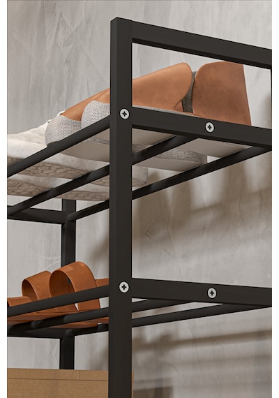 Retodesign 3 Katlı Ekol Metal Ayakkabılık 1893 Siyah