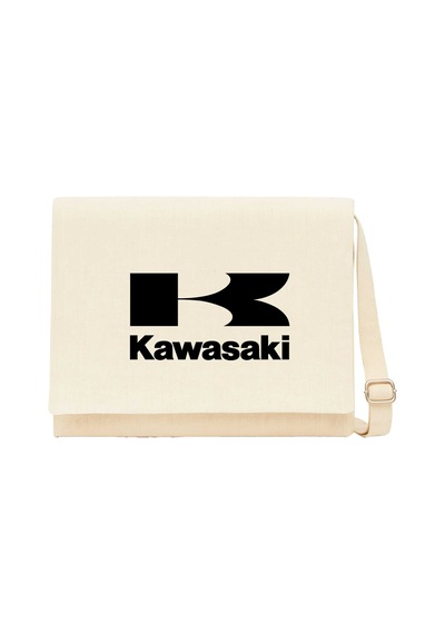 Kawasaki Logo Krem Kanvas Postacı Çantası