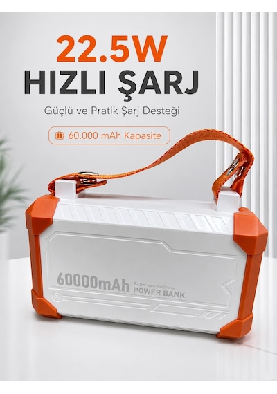 22.5w Hızlı Şarj Destekli 60000 Mah Powerbank 4 Dahili Kablolu Çoklu Usb Type-c Çıkışlı Güç Bankası