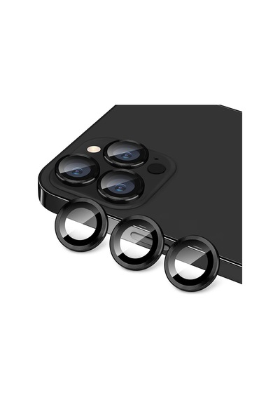 Apple Uyumlu iPhone 14 Pro Max Raze Metal Kamera Lens Koruyucu Siyah