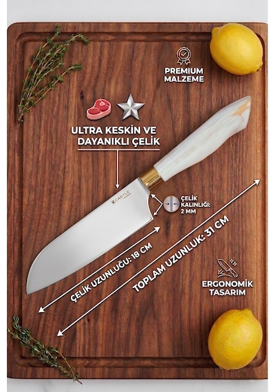 Papatya Serisi 3 Lü Mutfak Bıçağı Et Ekmek Sebze Mutfak Şef Bıçak Seti Lzl-7853 Beyaz