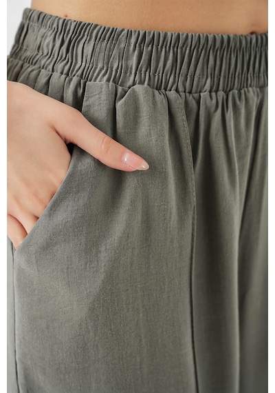 Bigdart Kadın Beli Lastikli Bol Paça Pantolon 30087 - Gri