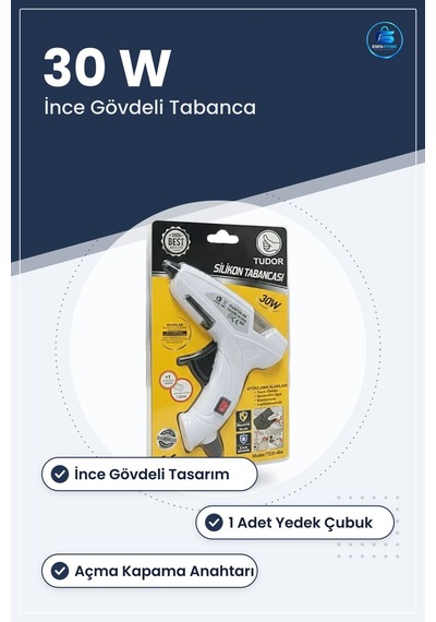 Silikon Tabancası 30 W İnce Gövdeli Sıcak Uygulama Yedek Çubuklu