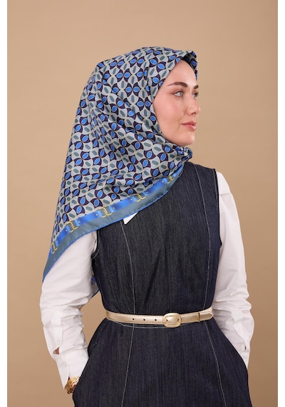 Silk Home Twill İpek Eşarp 11481-08 Çelik Mavi, Saks, Sarı, Mor