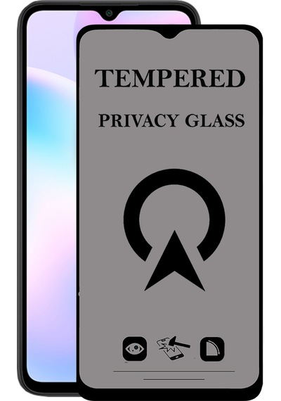 Xiaomi Redmi 9A ile Uyumlu Tam Kaplayan Privacy Hayalet Temperli Ekran Koruycu Cam