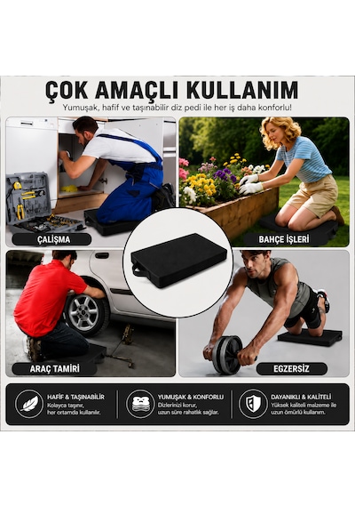 Microcase Çok Amaçlı El Tutacaklı Taşınabilir Tamirci Bahçe Peyzaj Diz Koyma Minderi 4 Adet Al5586 Siyah