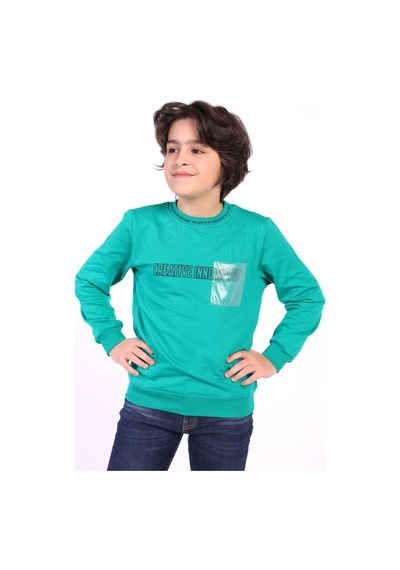 Toontoy Kids Toontoy Erkek Çocuk Creatıve Innovatıve Baskılı Sweatshirt Yeşil