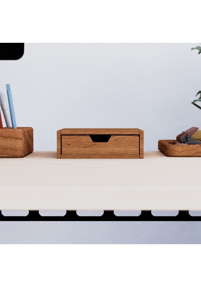 Desna Tek Katlı Tek Çekmeceli Dolap - Kiraz 18 Cm Uzunluk X 19 Cm Derinlik X 5.8 Cm Woodsaka Doğal Ahşap