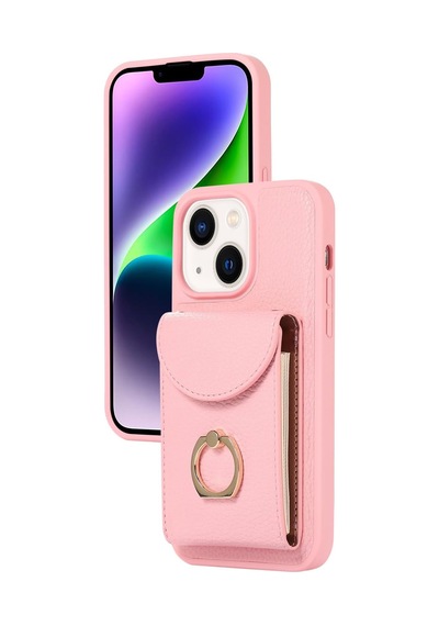 Teleplus Apple Uyumlu iPhone 15 Kılıf Kartlıklı Yüzüklü El Askılı H34 Kılıf